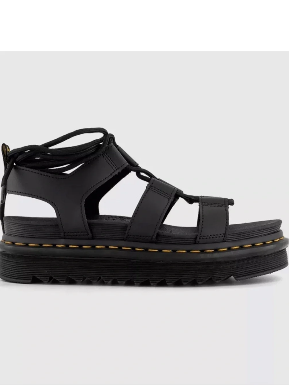 Dr. Martens Black Leather Lace-Up Platform Sandals